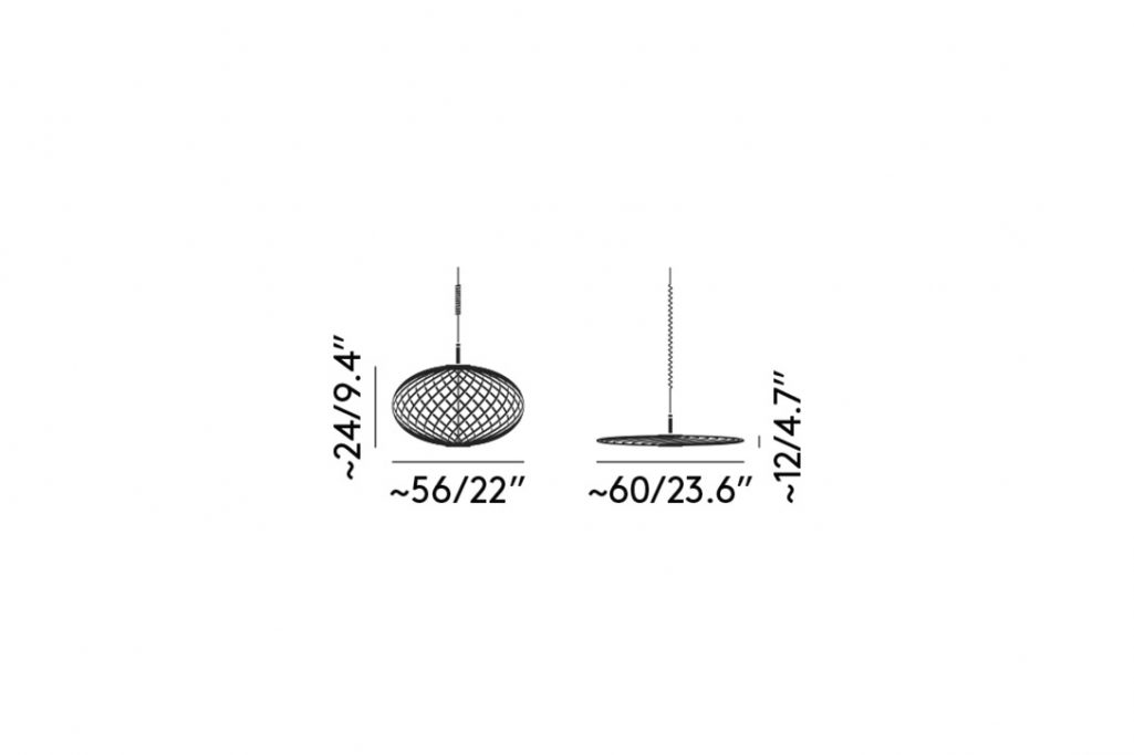 line drawing and dimensions for tom dixon spring pendant light small