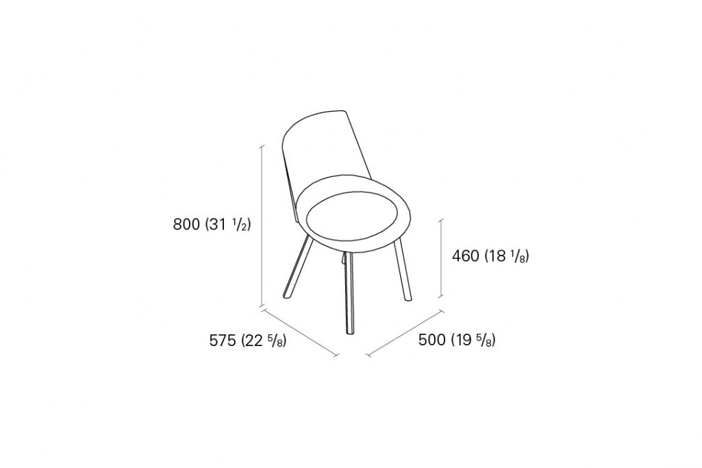 line drawing and dimensions for e15 houdini chair