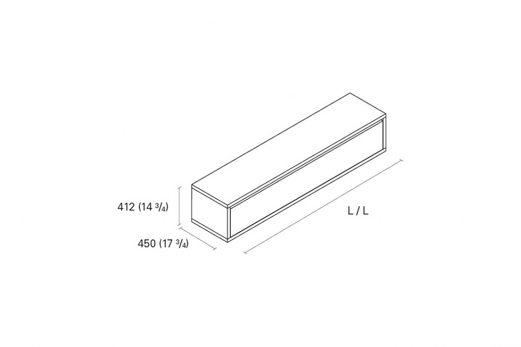 line drawing and dimensions for e15 imari dresser single drawer
