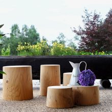 riva 1920 legno vivo stools or side tables in situ