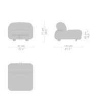 line drawing and dimensions for cassina soriana armchair