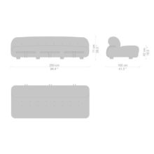 line drawing and dimensions for cassina three seater soriana sofa