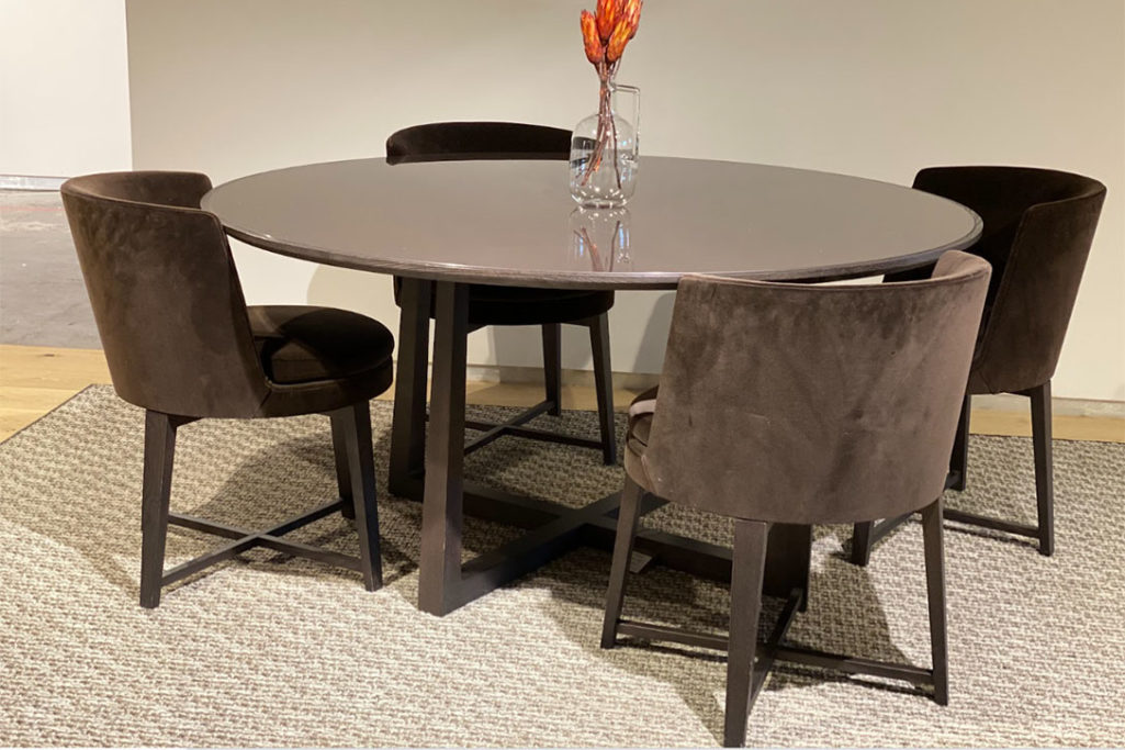 flexform gipsy dining table and feel good dining chairs