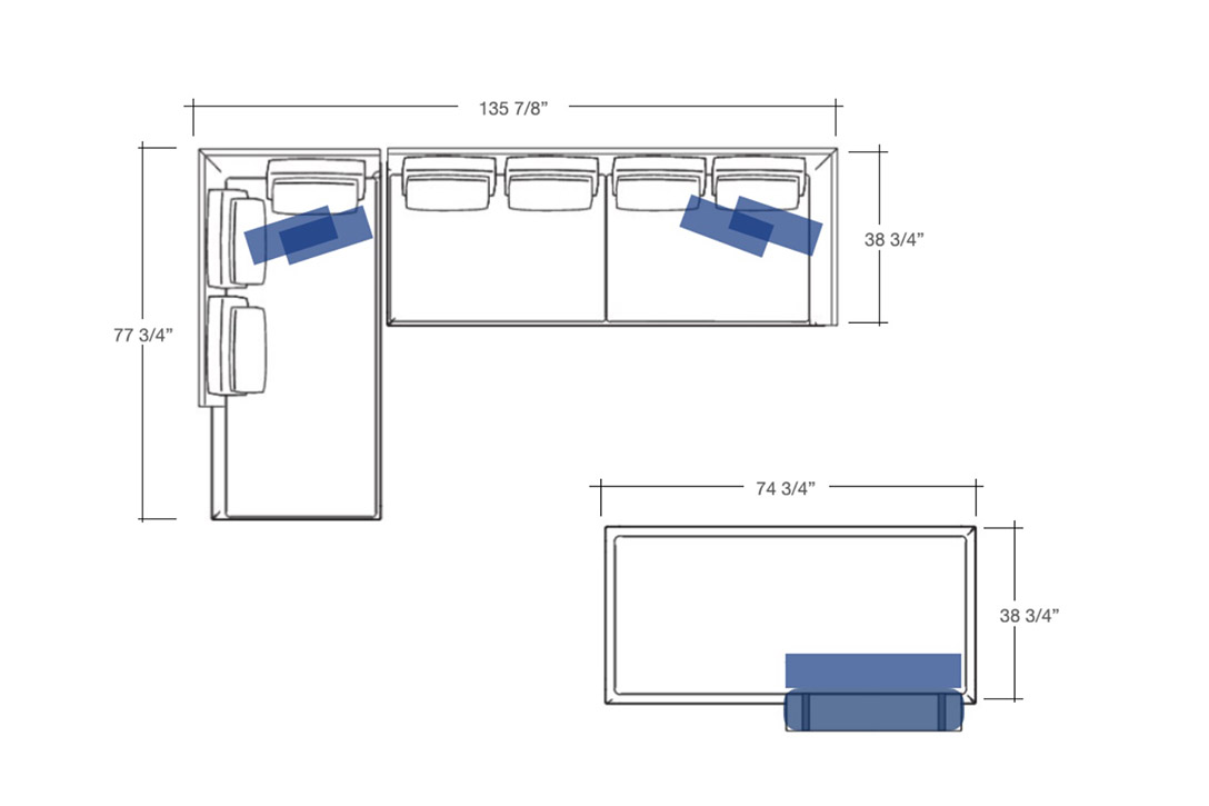 Atoll Sectional Sofa Chaise Left & Bench - Image 4