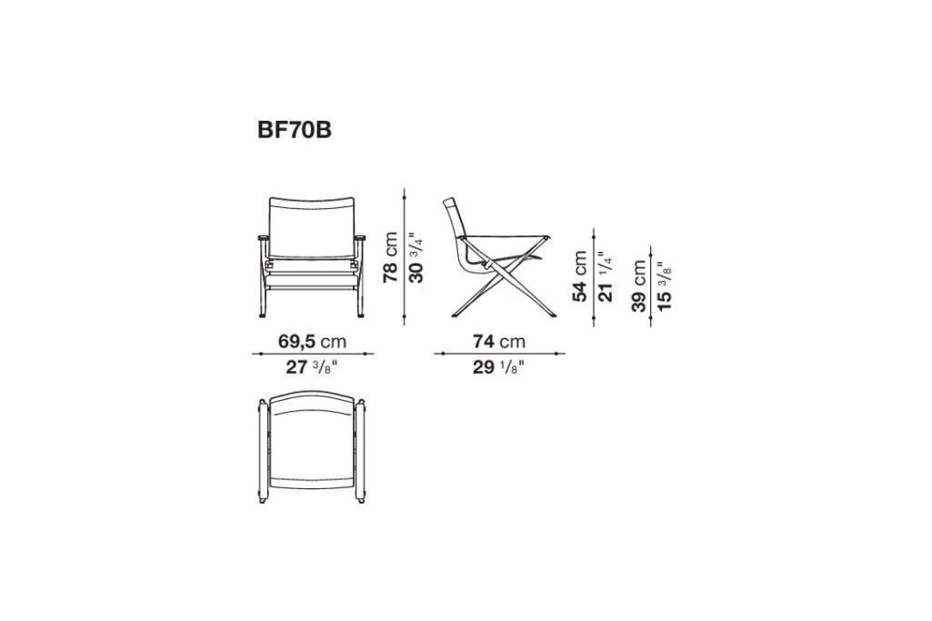 line drawing and dimensions for b&b italia beverly ‘14 armchair