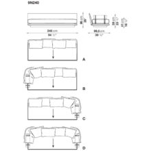 line drawing for b&b italia noonu sofa 9N240