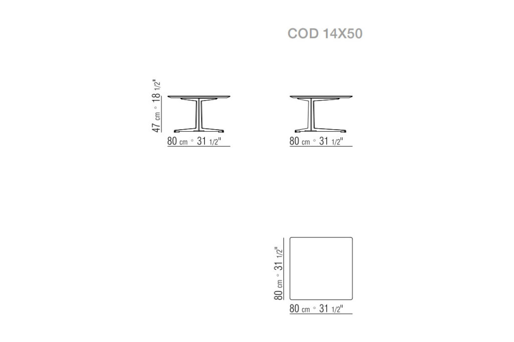 line drawing and dimensions for flexform fly nesting coffee table
