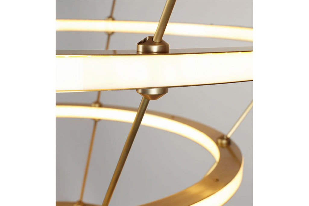 roll & hill halo pendant light 3 rings brushed brass