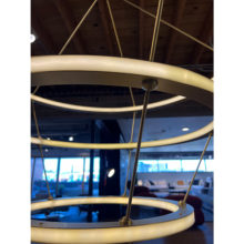 roll & hill halo pendant light 3 rings brushed brass