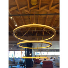 roll & hill halo pendant light 3 rings brushed brass