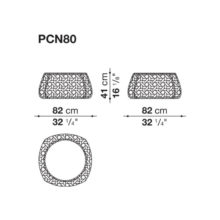 line drawing and dimensions for b&b italia canasta outdoor table pcn80