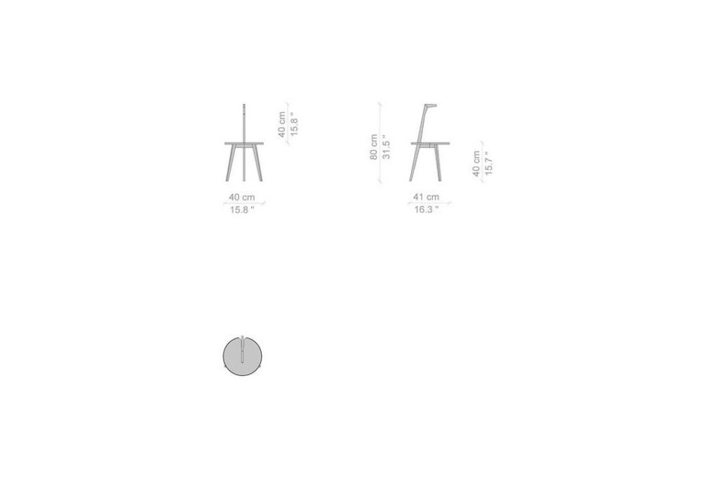 line drawing and dimensions for a cassina cicognino table