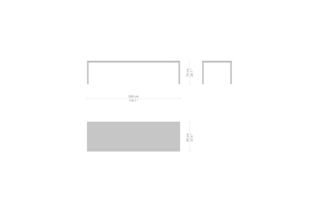line drawing and dimensions for a cassina naan table