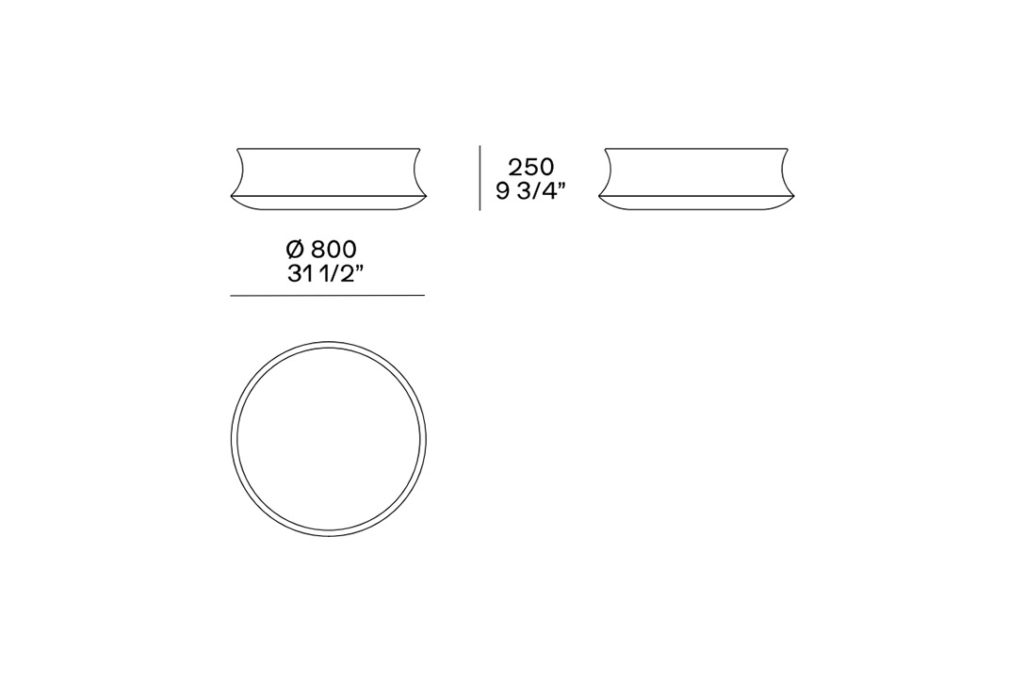 line drawing and dimensions for poliform soori coffee table 800cm