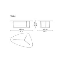 line drawing and dimensions for a b&b italia seven table