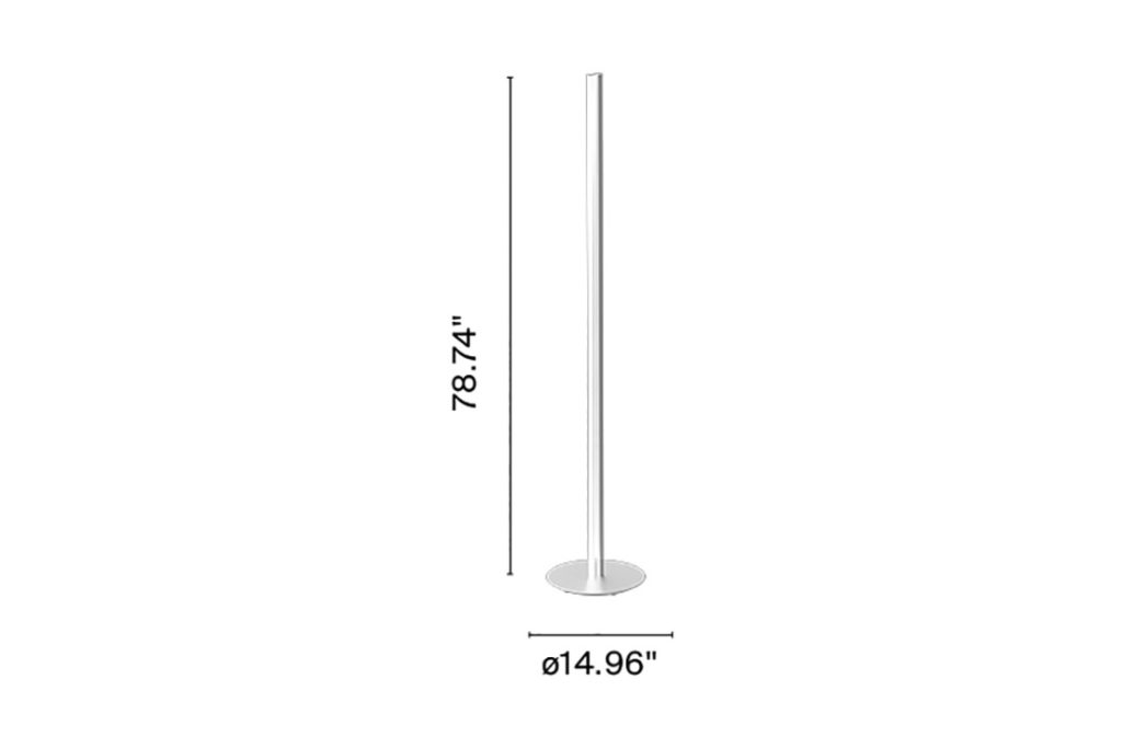 line drawing and dimensions for a flos coordinates floor lamp