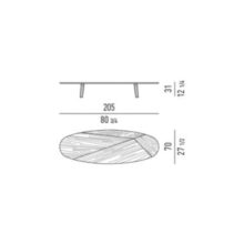 line drawing and dimensions for minotti sullivan oval coffee table