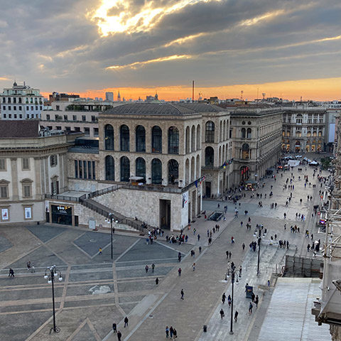 view of milan from the duomo di milano