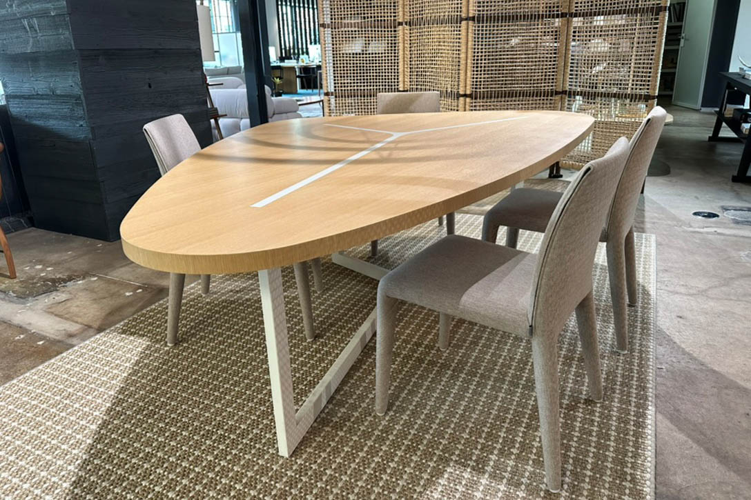 b&b italia seven dining table and vol au vent dining chairs on sale at studio como denver