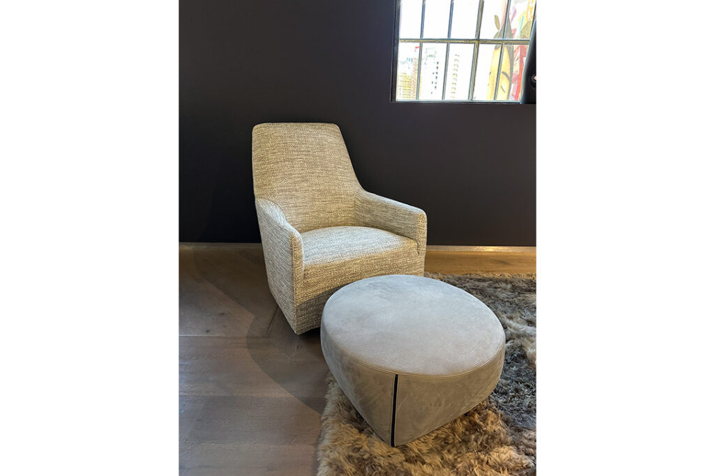 minotti portofino armchair on display at studio como bozeman