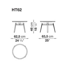 line drawing and dimensions for a b&b italia husk side table