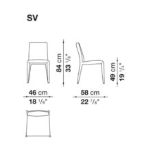 line drawing and dimensions for a b&b italia vol au vent large dining chair