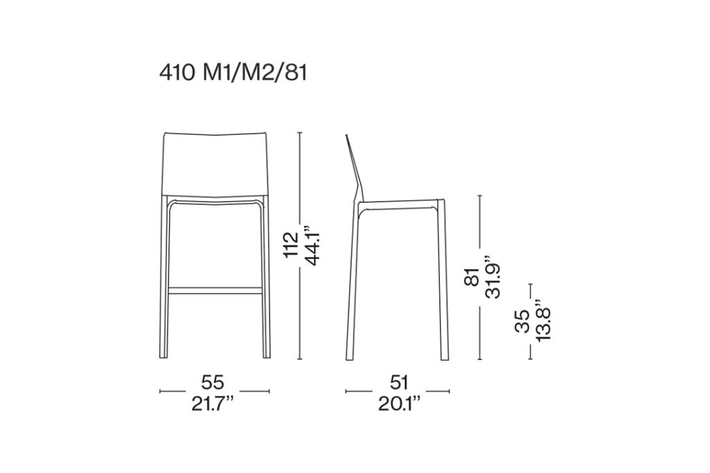 line drawing cassina cab bar stool 410/m1/81