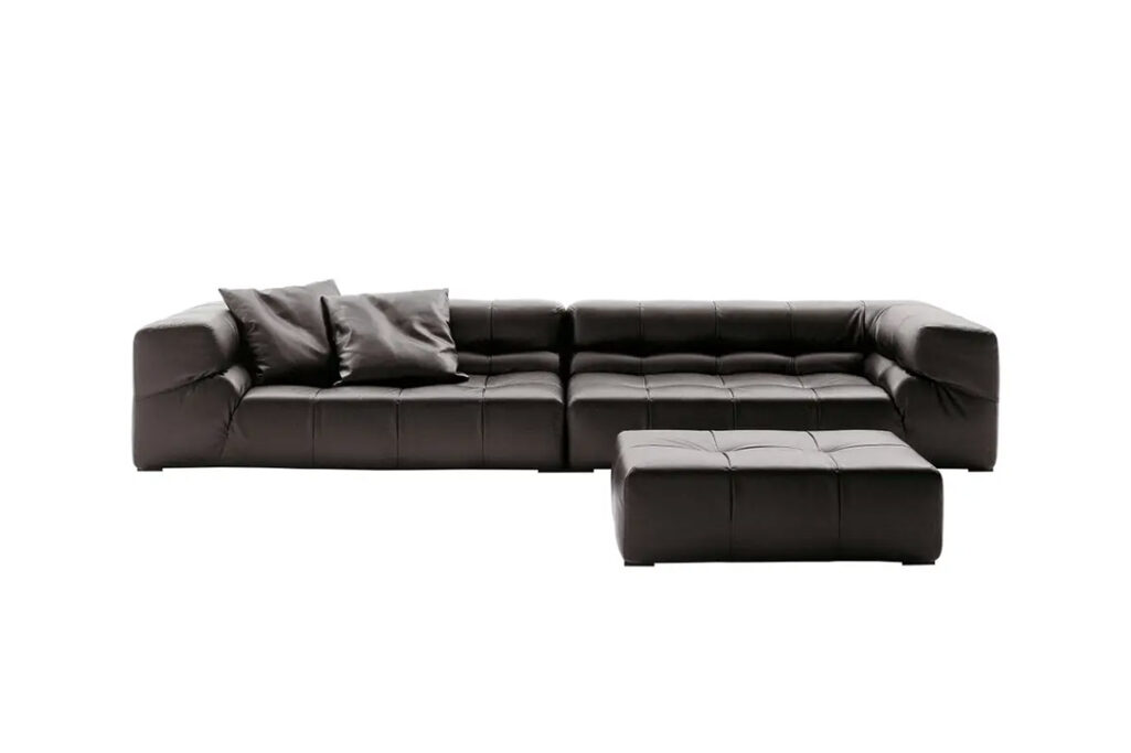 b&b italia tufty-time sofa and ottoman in black leather