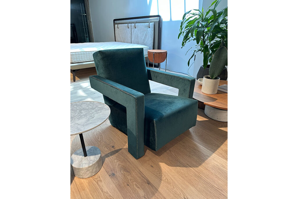 cassina utrecht xl armchair in osaka smeraldo fabric on sale at studio como denver