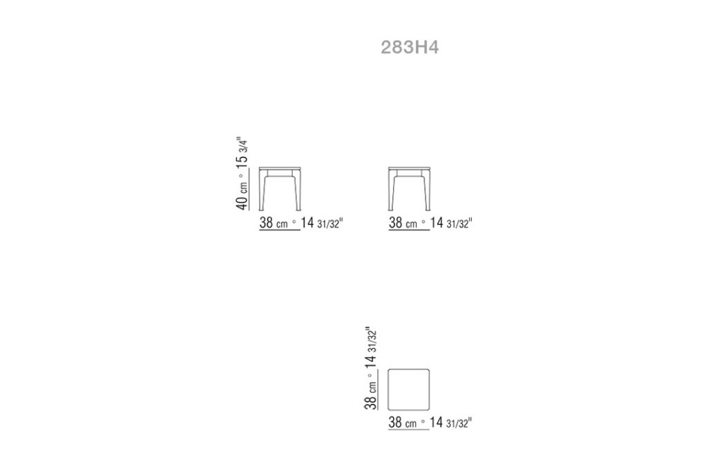 line drawing and dimensions for a flexform pico outdoor side table