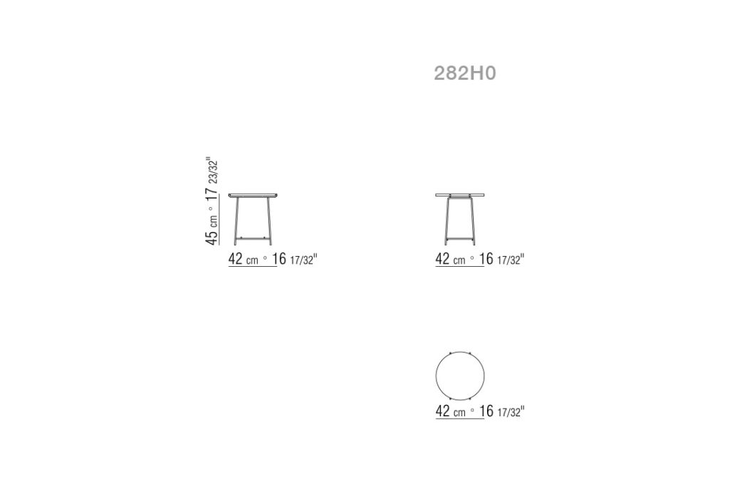 line drawing and dimensions for a flexform any day outdoor side table