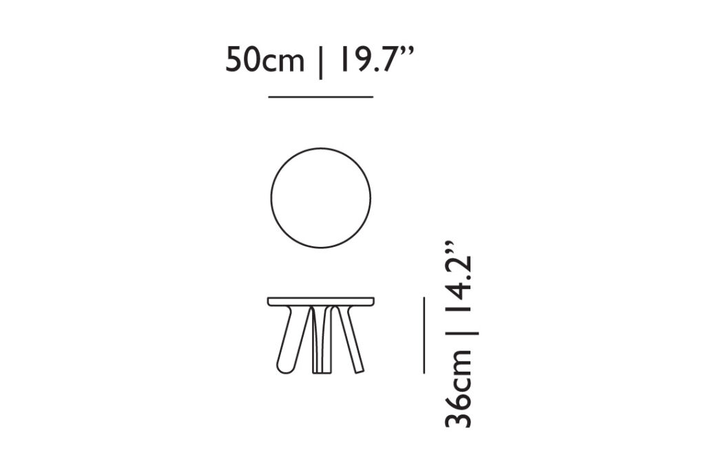 line drawing and dimensions for a moooi elements 02 side table