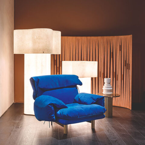 baxter jo armchair and nuvola floor lamps salone del mobile 2023