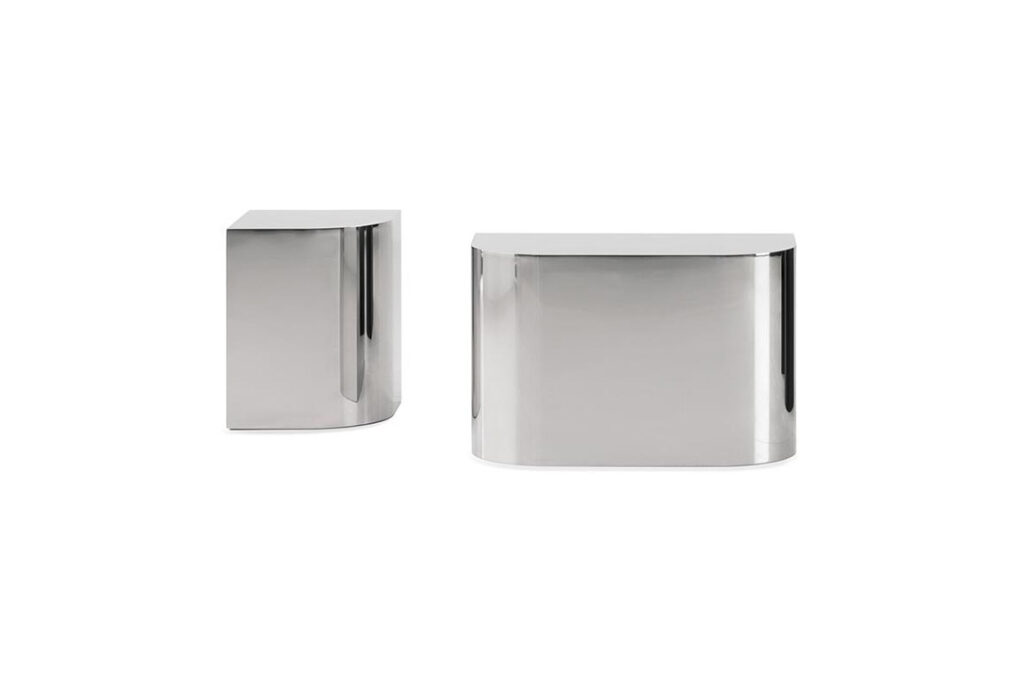 minotti james side tables polished stainless steel