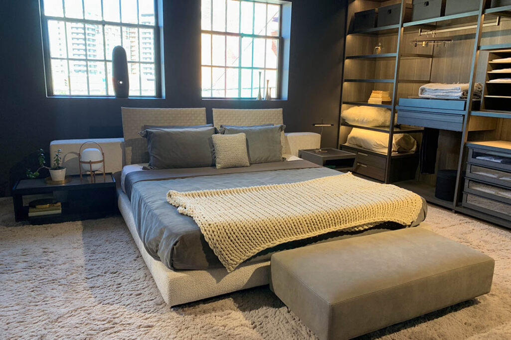 minotti yang bed offset king at studio como denver