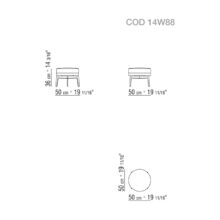 line drawing and dimensions for a feel good ottoman metal base