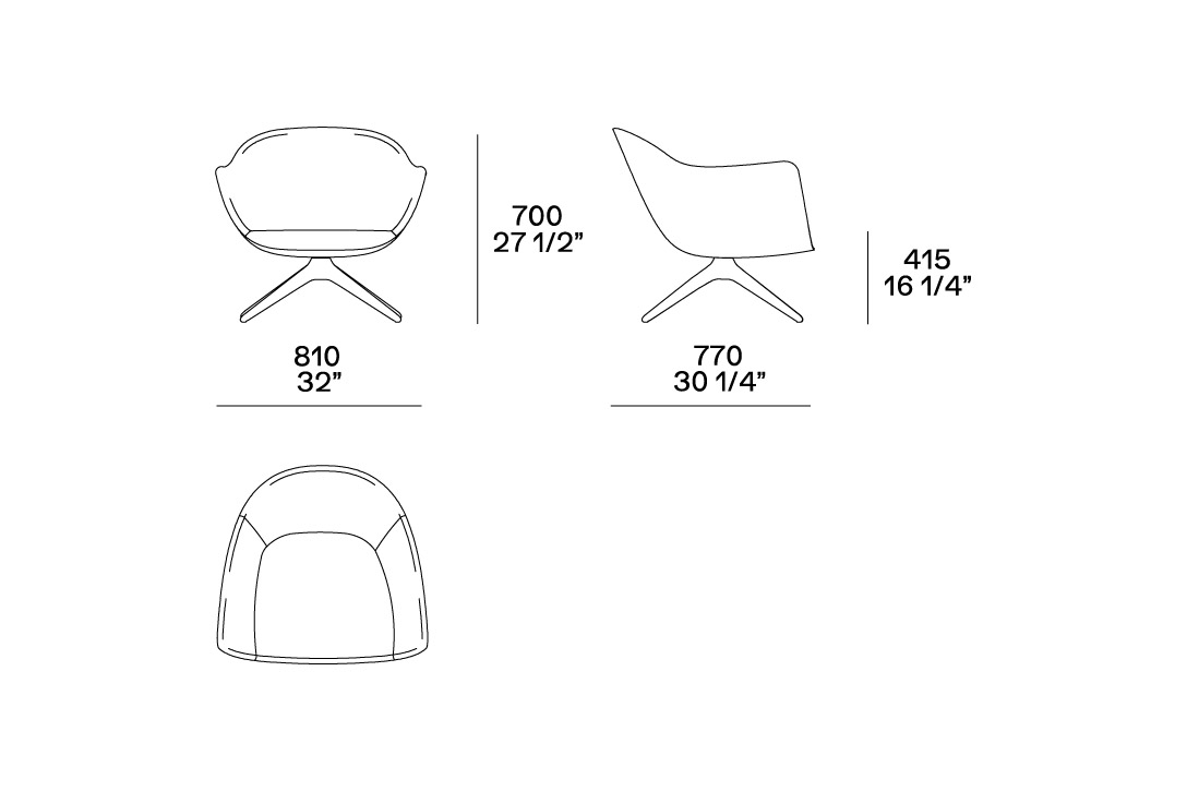 line drawing poliform mad armchair swivel base