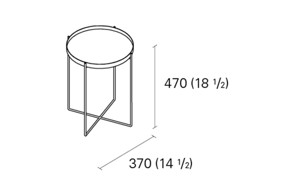line drawing and dimensions for a e15 habibi side table