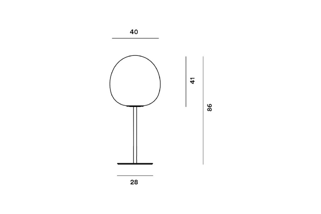 line drawing and dimensions for a foscarini rituals xl table lamp