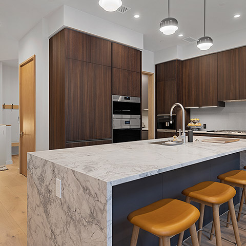 a townhome at the glenwood in jackson, wy featuring a poliform kitchen