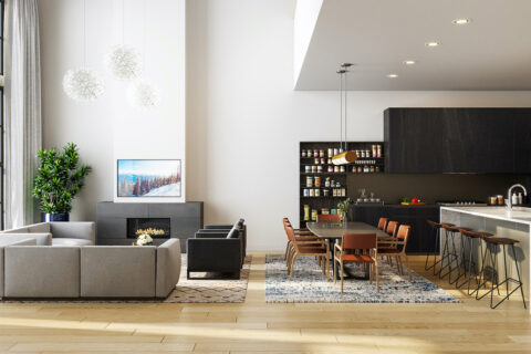 a townhome at the glenwood in jackson, wy featuring a poliform kitchen