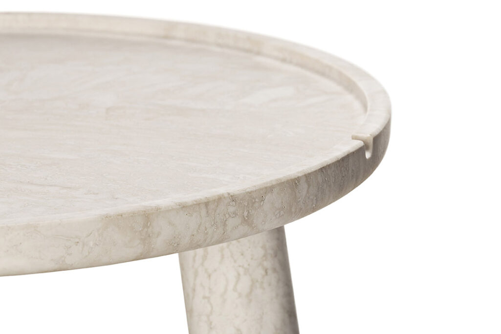 exteta stone outdoor side table in botticino marble