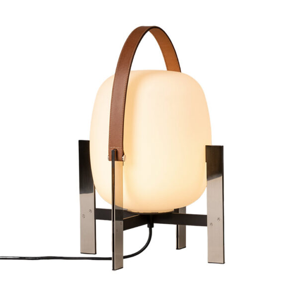 santa & cole cesta metalica table lamp with leather handle