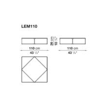 line drawing and dimensions for b&b italia lemante small table LEM110