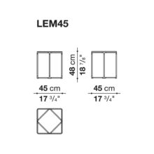 line drawing and dimensions for b&b italia lemante small table LEM45
