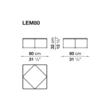 line drawing and dimensions for b&b italia lemante small table LEM80