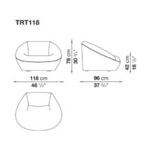 line drawing and dimensions for b&b italia tortello armchair