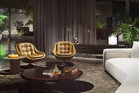 minotti kendall armchairs at salone del mobile 2024