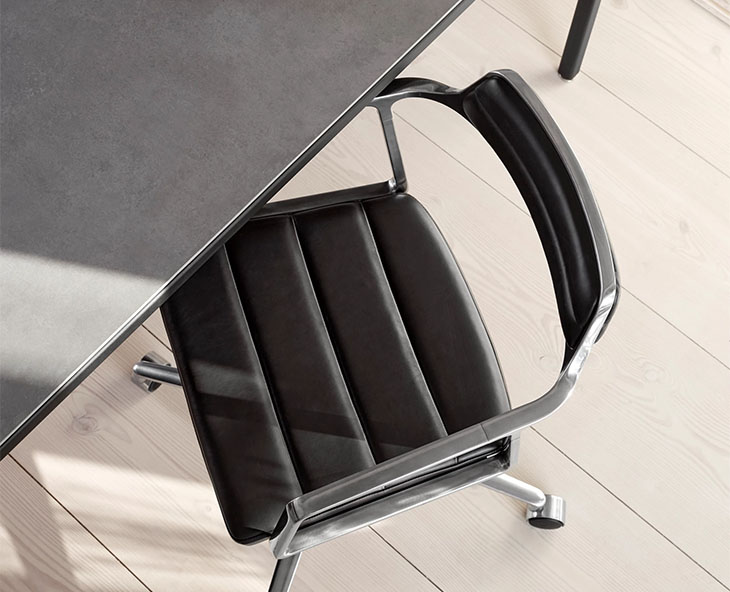 vipp swivel chair on casters in situ