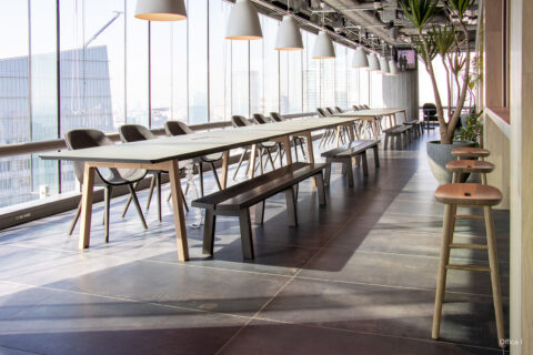 maruni roundish dining chairs and t&o barstools in situ